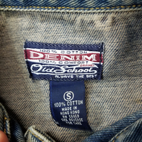 Old School Denim Jean Jacket Womens Size Small Blue Cotton 90s 80s Style - Picture 3 of 8